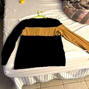 Large LongSleeved Black And Tan Strip Helmut Lang Tee Shirt